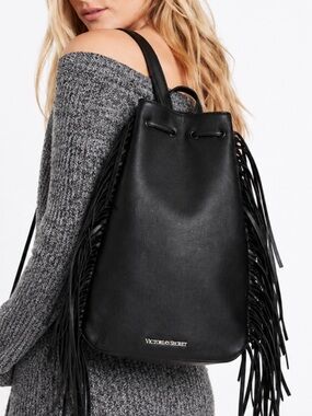 Victoria's Secret Black Fringe Backpack